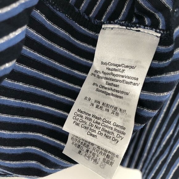 DKNY Striped Long -Sleeve Top New Navy XXS‎ - Picture 6 of 9